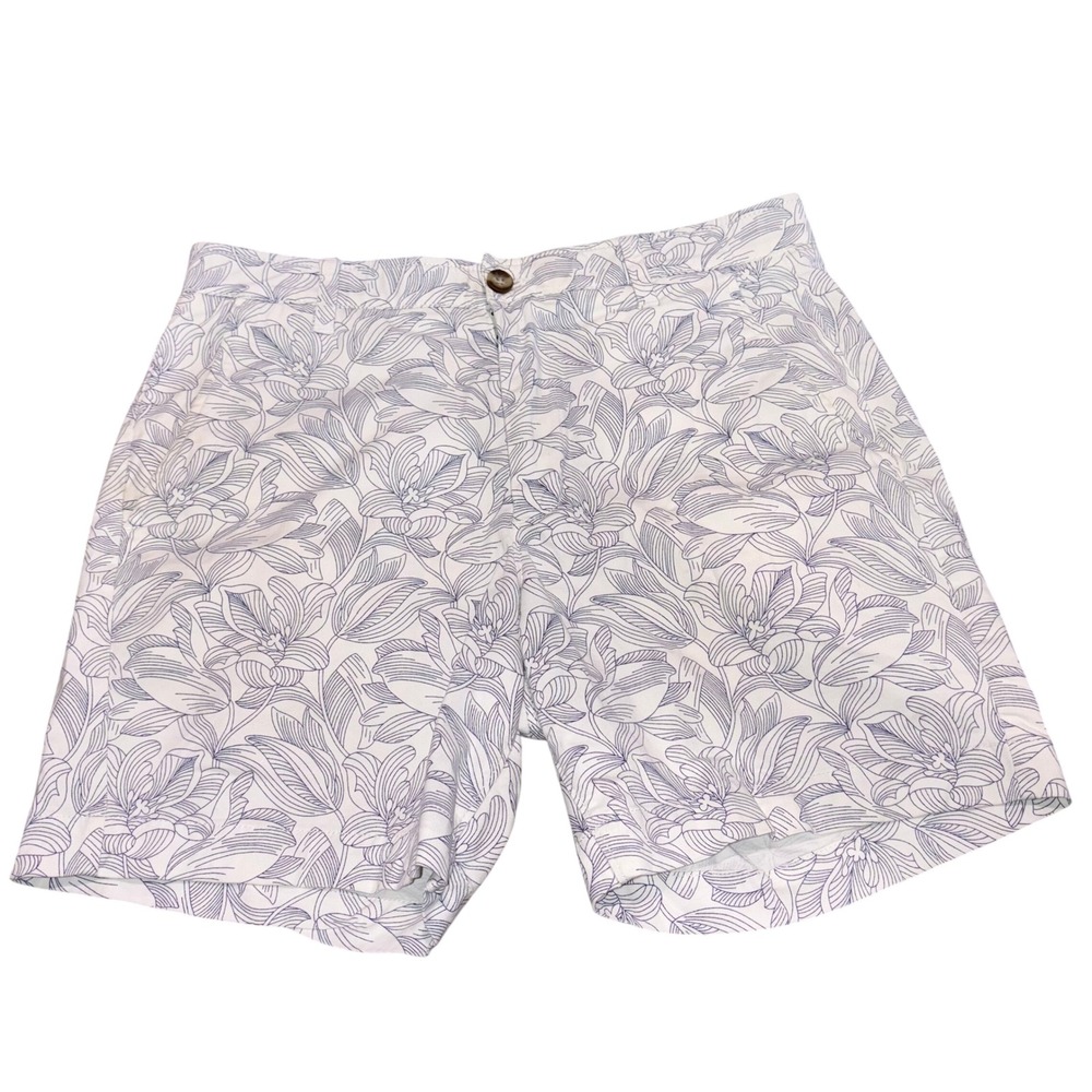 Floral Motion Flex Chino Shorts Casual Women 32 Blue White Crown & Ivy